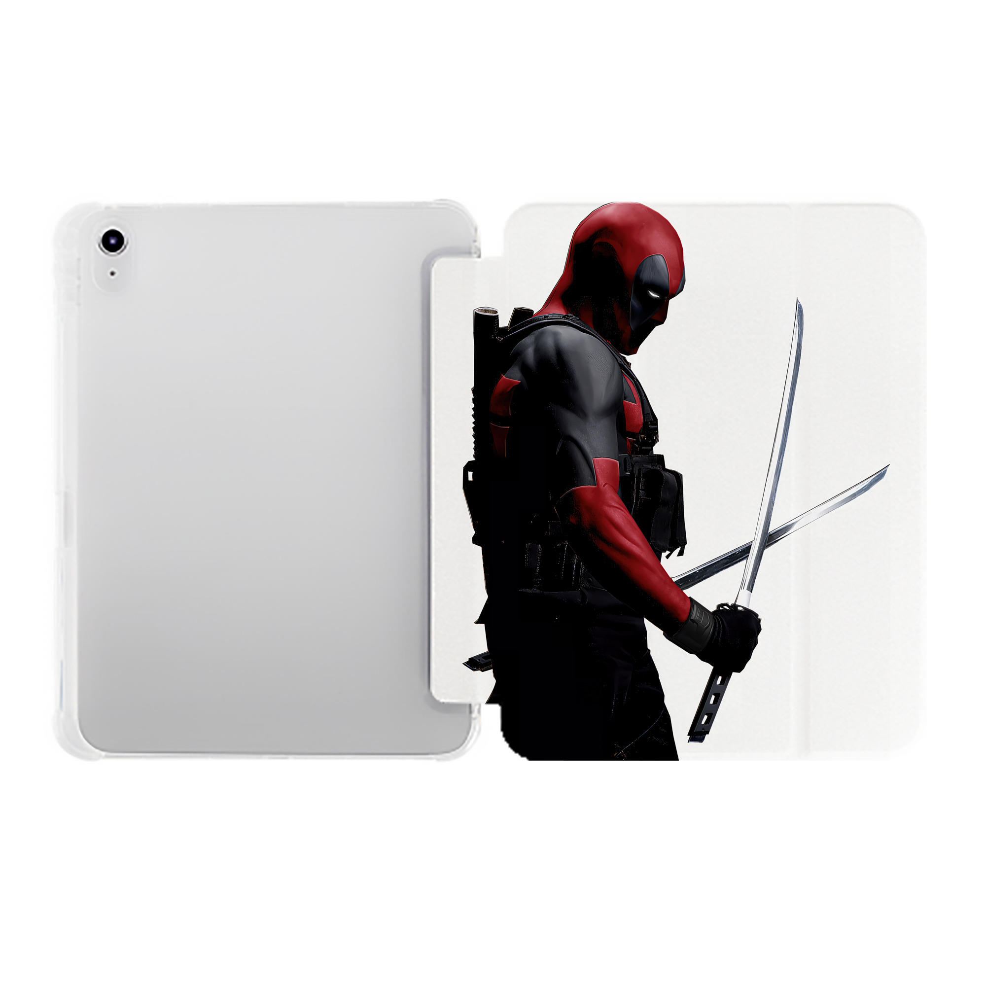（画像用） Deadpool デッドプール IPad ケース ペン収納付き 三つ折りスタンド PUレザー×シリコン 対応機種9.5/10.5/10.9インチ